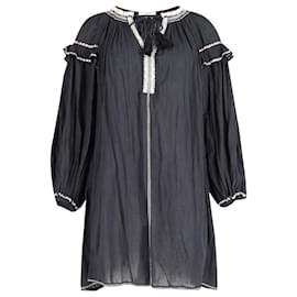Vestido corto bordado Isabel Marant en algodón negro