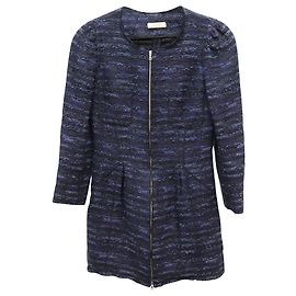 Nina Ricci Jacke mit Frontreißverschluss aus marineblauem Acryl-Tweed