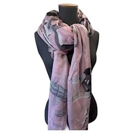 Chanel Schal aus Kaschmir und Seide Rosa Grau
