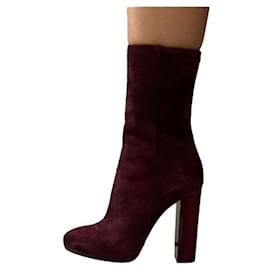 Botines Dsquared2 Rojo Oscuro Piel de Ciervo 38