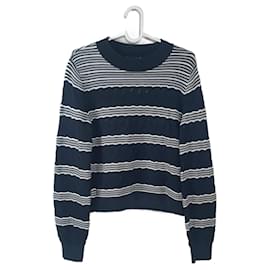 Club Monaco Pullover Schwarz Weiß Baumwolle Nylon S