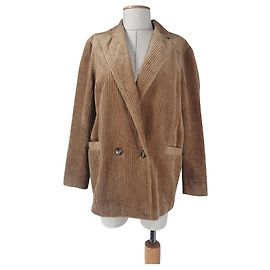 Blazer Ganni de veludo cotelê marrom claro