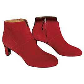 Botines Hermès Player de ante rojo oscuro