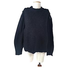 All Saints Oversize Pullover Schwarz Kaschmir Wolle