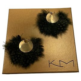 Autre Marque Orecchini Katerina Makriyianni Neri Khaki Metallo