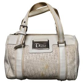 Borsa a mano Christian Dior in tessuto crema