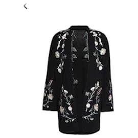 Maje Bestickter Baumwoll Cardigan Schwarz Bunt