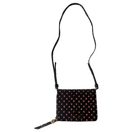Claudie Pierlot Pequena Bolsa Carteira de Couro Laranja e Cru