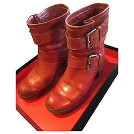 Free Lance Biker 7 Stiefel aus rotem Leder