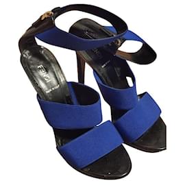 Sandales Fendi Vernice à bride élastique bleu et noir
