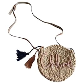 Borsa a mano Chloé in paglia color eggshell