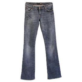 Just Cavalli Vintage Y2K Just Roberto Cavalli jeans acampanados de cintura baja lavados azul gris azul denim de diseñador ceros piernas extra largas 00es 00Talla S 26 XS