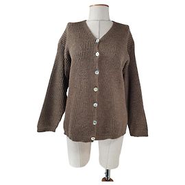 Fabiana Filippi Strickjacke Braun Merino Wolle