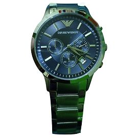 Emporio Armani Herrenuhr Blaues Zifferblatt Silberstahl