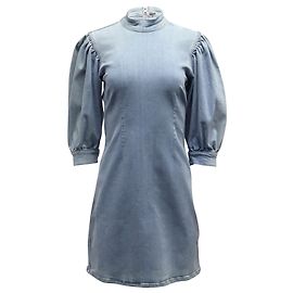 Ganni Cult Denim Minikleid aus hellblauer Baumwolle