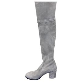 Botas Stuart Weitzman Tieland sobre la rodilla Gris Cuero 40