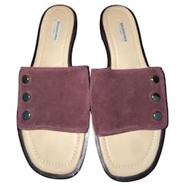 Mules Balenciaga Bordeaux in Pelle con Rivetti 40