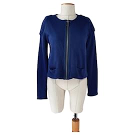 Acne Cardigan aus Wolle mit Reißverschluss Blau