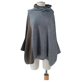 Someday Poncho Pullover Kaschmir Wollmischung Grün Grau - Autre Marque