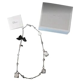 Collar con dijes Christian Dior plateado acero