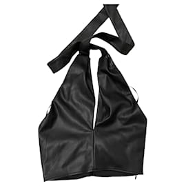 Top Staud Kai Preto em Couro Sintético