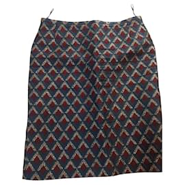 Gerard Darel gerade Rock Polyester Gold Dunkelrot Dunkelgrün