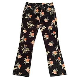 Jeans bootcut R13 velluto nero stampa floreale