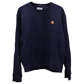 Kenzo Obermaterial Besticktes Rundhals-Sweatshirt aus marineblauer Baumwolle