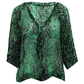 Blusa Ba&Sh stampa serpente in seta verde