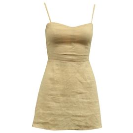 Vestido Audrey de Reformation en lino color melocotón