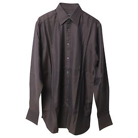 Gucci Chemise boutonnée à chevrons en coton bordeaux foncé