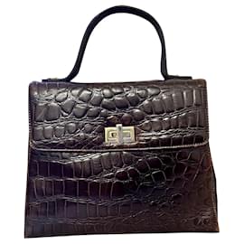 Borsa a mano Francesco Biasia in pelle marrone stampa coccodrillo - Autre Marque