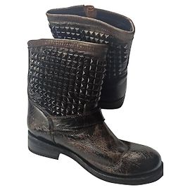Ash Cloutees botines de cuero con tachuelas negro bronce