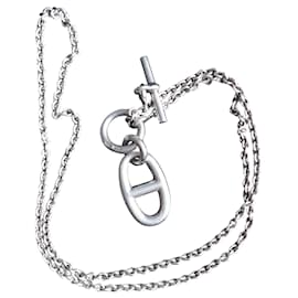 FARANDOLE Silberhalskette mit marineblauem Anker-Mesh-Anhänger - Hermès