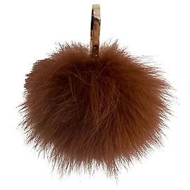 Yves Salomon Fur Pompom Bag Charm Brown