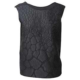 Ärmelloses Fendi Brokat-Oberteil mit Blumenmuster in Schwarz aus schwarzem Polyester