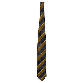 Ermenegildo Zegna Striped Necktie in Grey/Yellow Silk