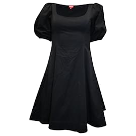 Vestido entallado y con vuelo de manga farol Staud en algodón negro