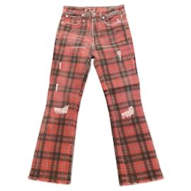 Jeans Bootcut R13 Stampa a Quadri Rossa e Nera