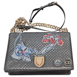 Borsa Christian Dior Diorama in pelle nera floreale