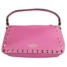 Sac bandoulière Valentino Garavani Rockstud Rose Fucsia Cuir