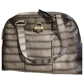 Sac Yves Saint Laurent Muse en cuir gris effet crocodile