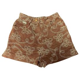 Pantaloncini Fendissime in cotone marrone stile jeans