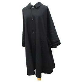 *[Comme des Garçons] COMME des GARCONS 80S 89Abrigo AW Cinta de terciopelo largo Elegante bordado Adorno Decoración Poncho Diseño Dolman