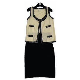 *[Chanel] CHANEL-Jahrgang 03C-Setup-Einteiler Bestes weißes schwarzes Kaschmir