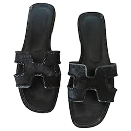 Sandali Hermès Oran in pelle nera