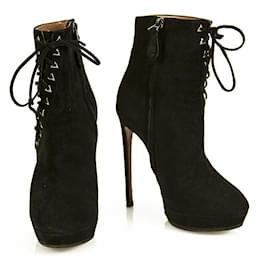 ALAIA Stiefeletten aus schwarzem Wildleder mit Reißverschluss auf der Rückseite Stiefeletten mit Absatz Schuhgröße 37 - Alaïa