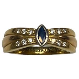Cartier Ring aus Gelbgold mit Saphir und Diamanten Größe 50