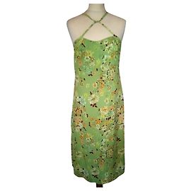 CHRISTIAN LACROIX KLEID KLEID CREPE PISTAZIO KRAWATTE ÜBERKREUZTER HALS ABEND T40/42