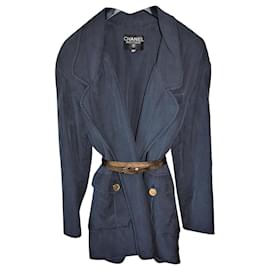 Chanel Seidenjacke Dunkelblau